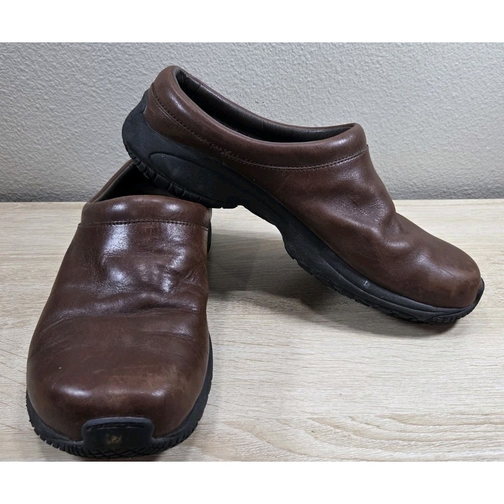 Merrell Encore Groove‎ Brown Leather Clogs Air Cushion Women's 9 Slip On Comfort